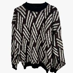 Vintage 90s Point Zero Sweater Men L Skater Geometric Abstract Knit Grandpa